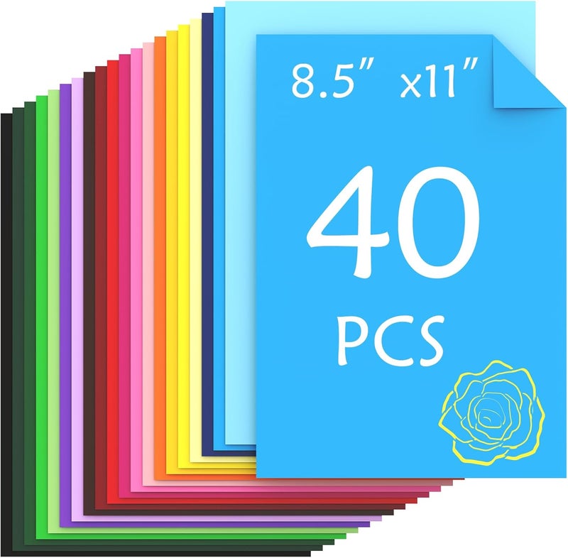 Ftumertly 40 Sheets Colored Cardstock, 20 Assorted Colors 180gsm/65lb Card Stock Paper 8.5 x 11 Card Stock Colored, Colorful Cardstock Paper for Crafting, Christmas DIY Card Making, Scrapbooking - Image 1
